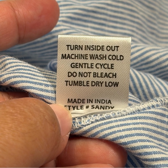 Sister Mary Size Small Blue Striped Sandy Blouse Embroidered Boho Cottagecore - Picture 5 of 6